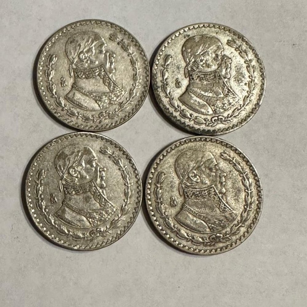 1960s Mixed Date Mexican Un Pesos 10% Silver! - 4